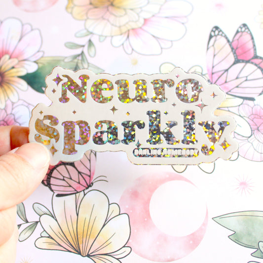 Neurosparkly Sticker. Holographic Sparkle Effect. Weatherproof. Neurodivergent Pride.