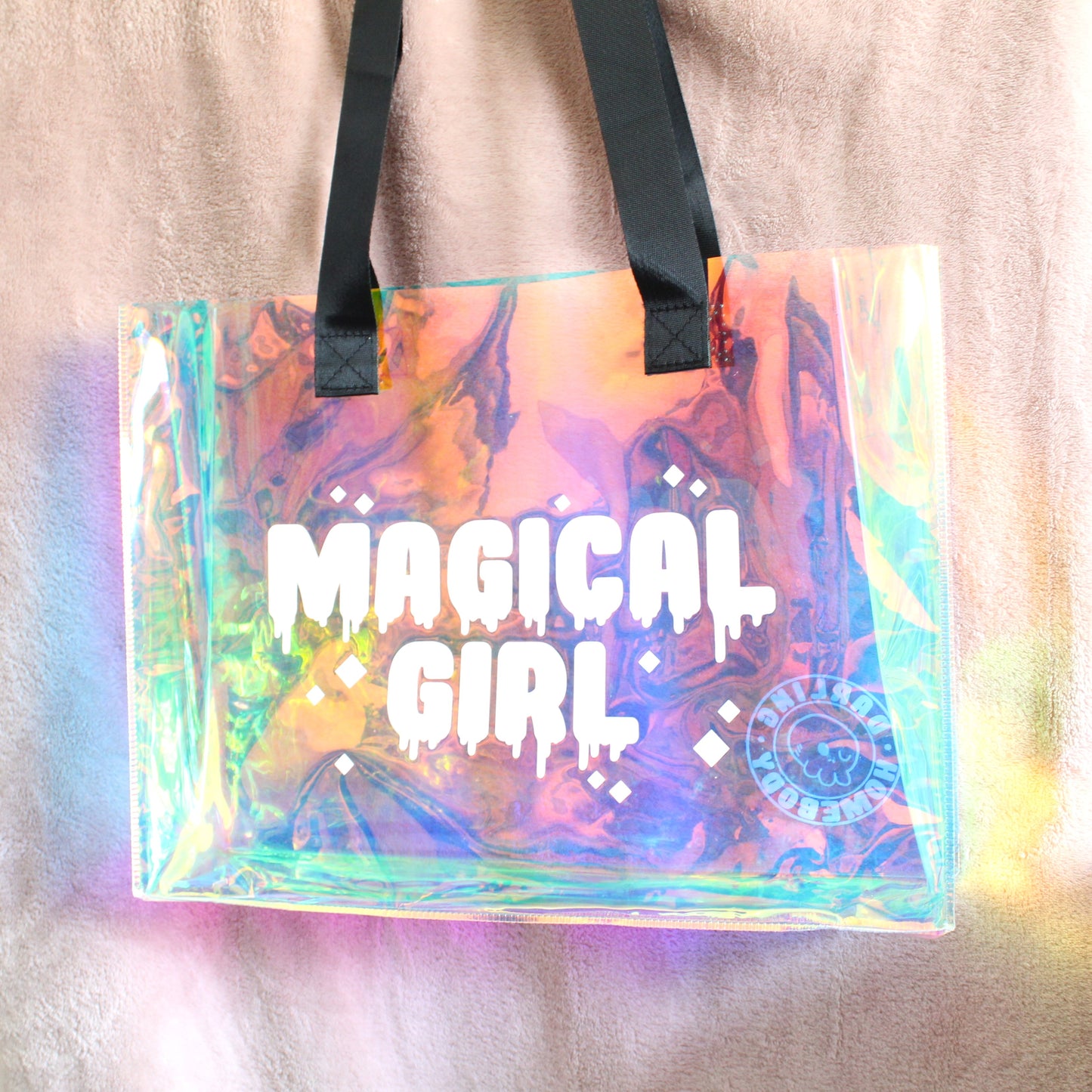 Magical Girl Holographic Tote Bag. Large Clear Rainbow Waterproof Bag.