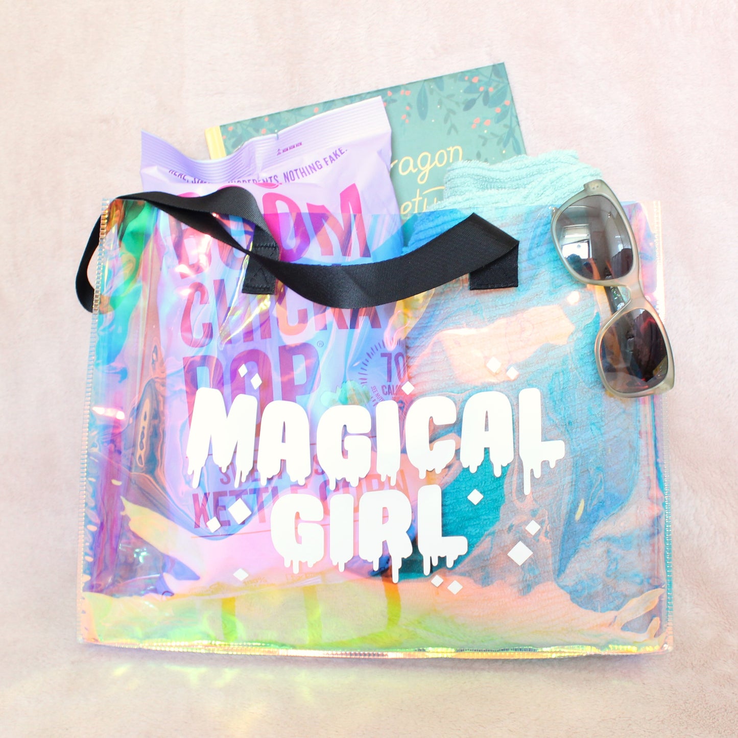 Magical Girl Holographic Tote Bag. Large Clear Rainbow Waterproof Bag.