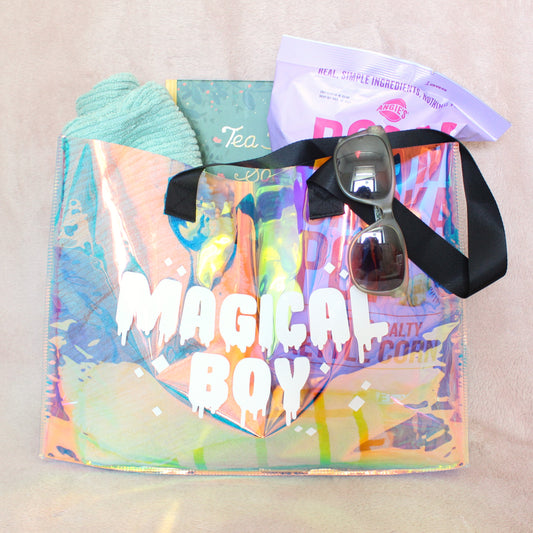 Magical Boy Holographic Tote Bag. Large Clear Rainbow Waterproof Bag.