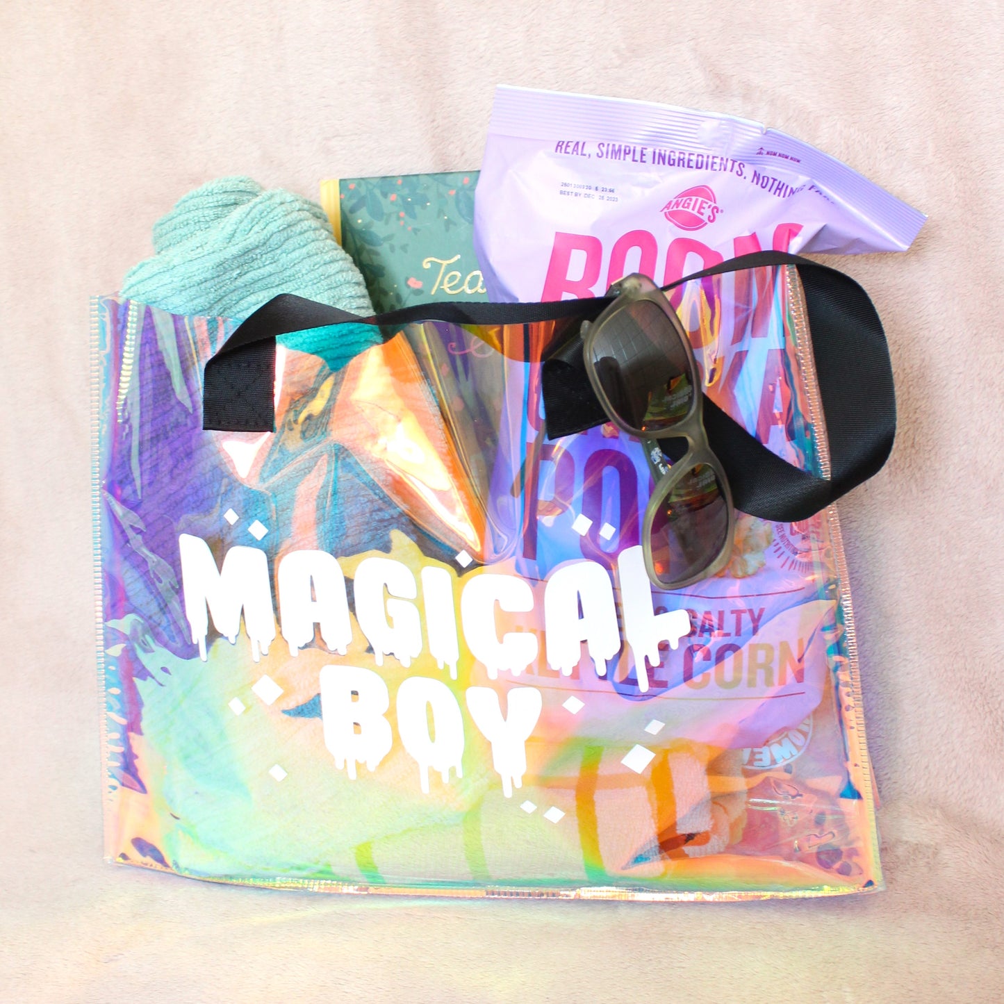 Magical Boy Holographic Tote Bag. Large Rainbow Waterproof Bag.