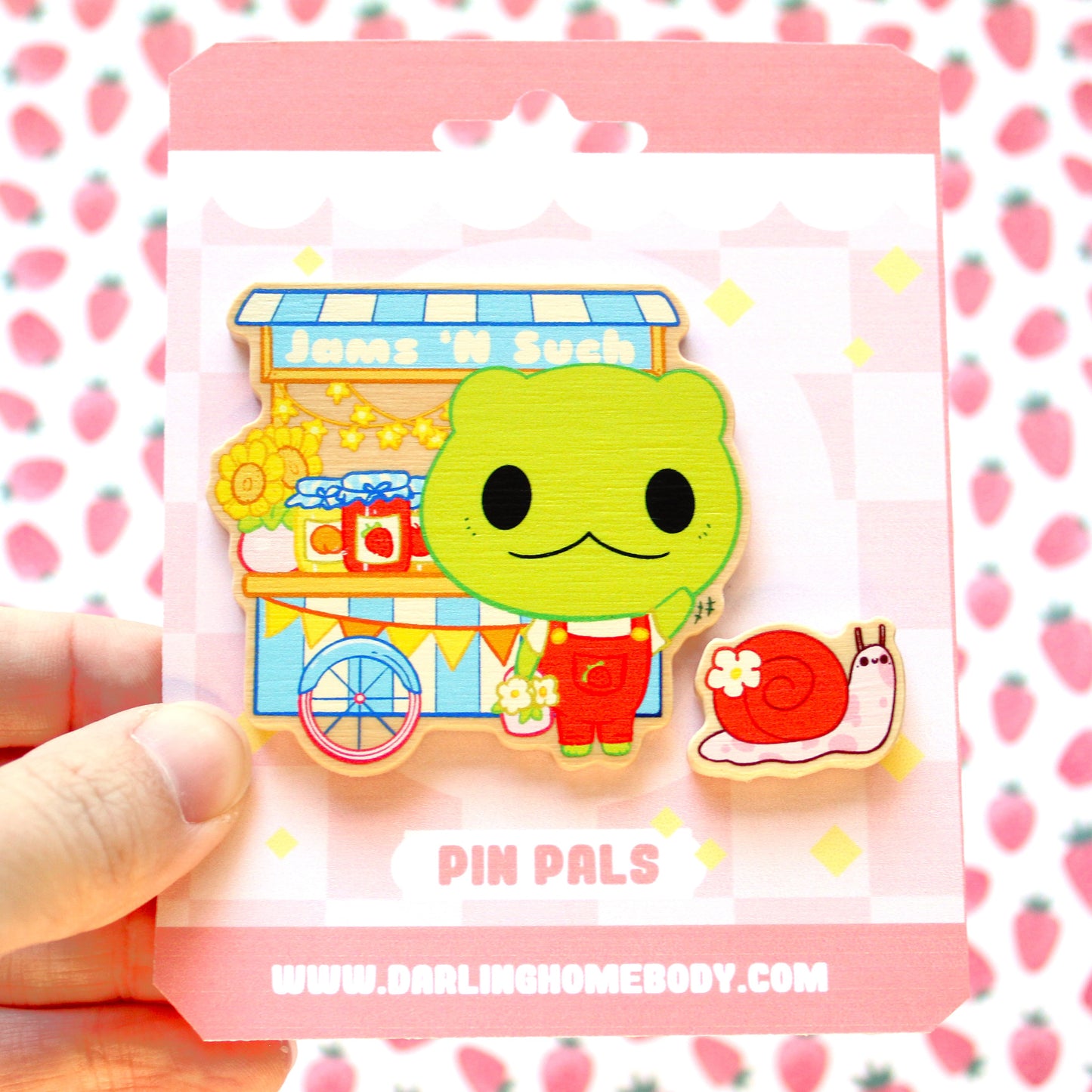 Wood Pin Set. Frog and Snail Pin Pals.