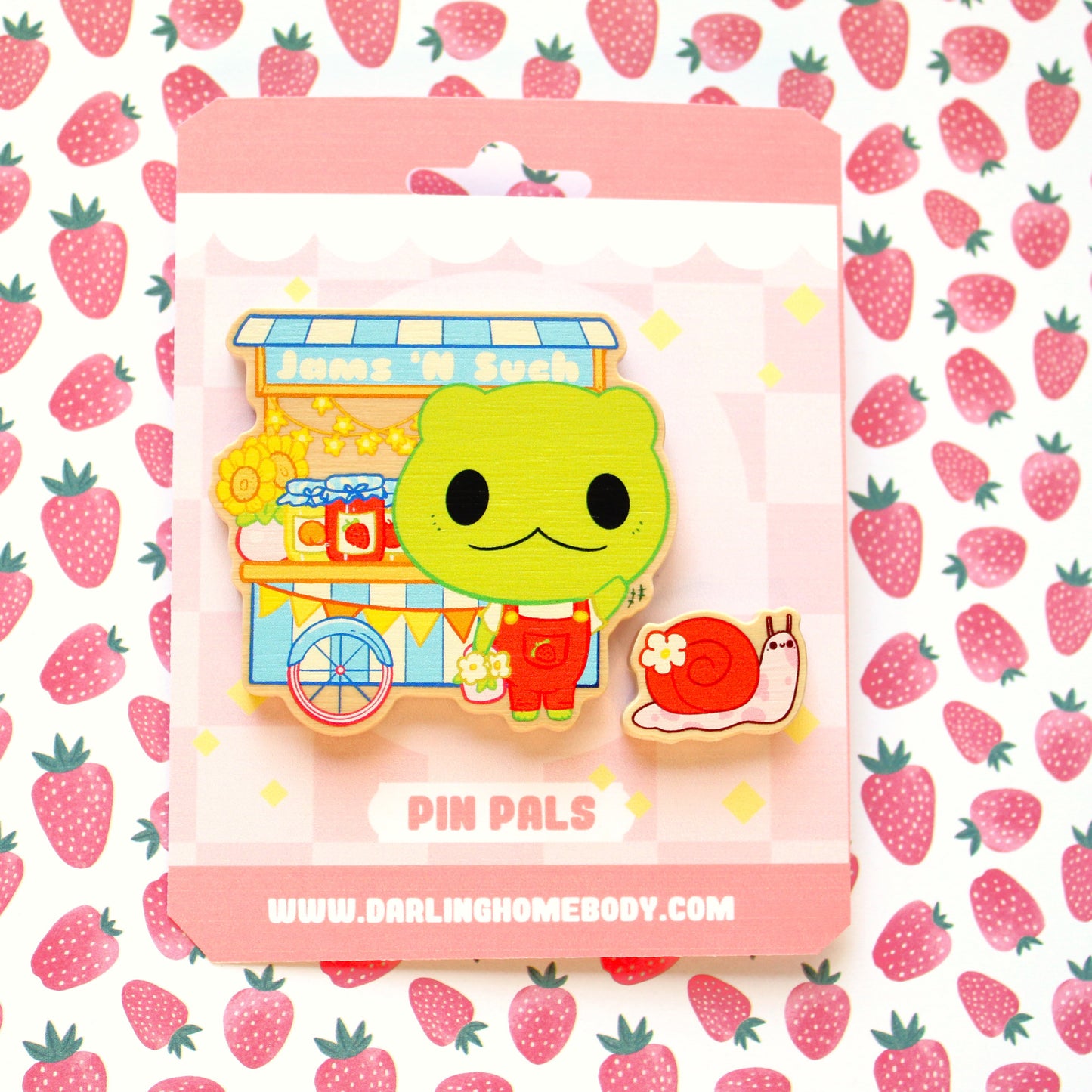 Wood Pin Set. Frog and Snail Pin Pals.