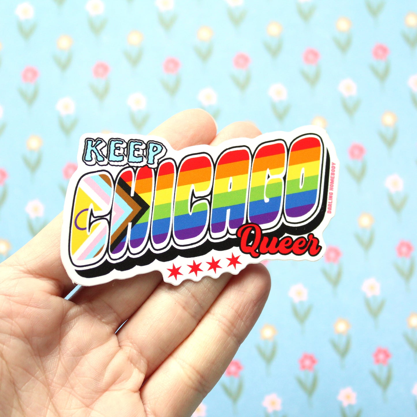 Keep Chicago Queer Sticker. Pride Flag Decal.