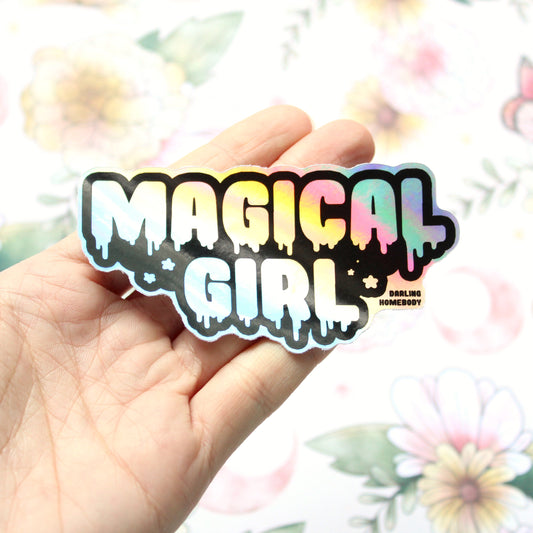 Magical Girl Silver Holographic Sticker Weatherproof Vinyl / Shiny Rainbow / Drippy Punk Pastel Goth / Kawaii Sailor Moon