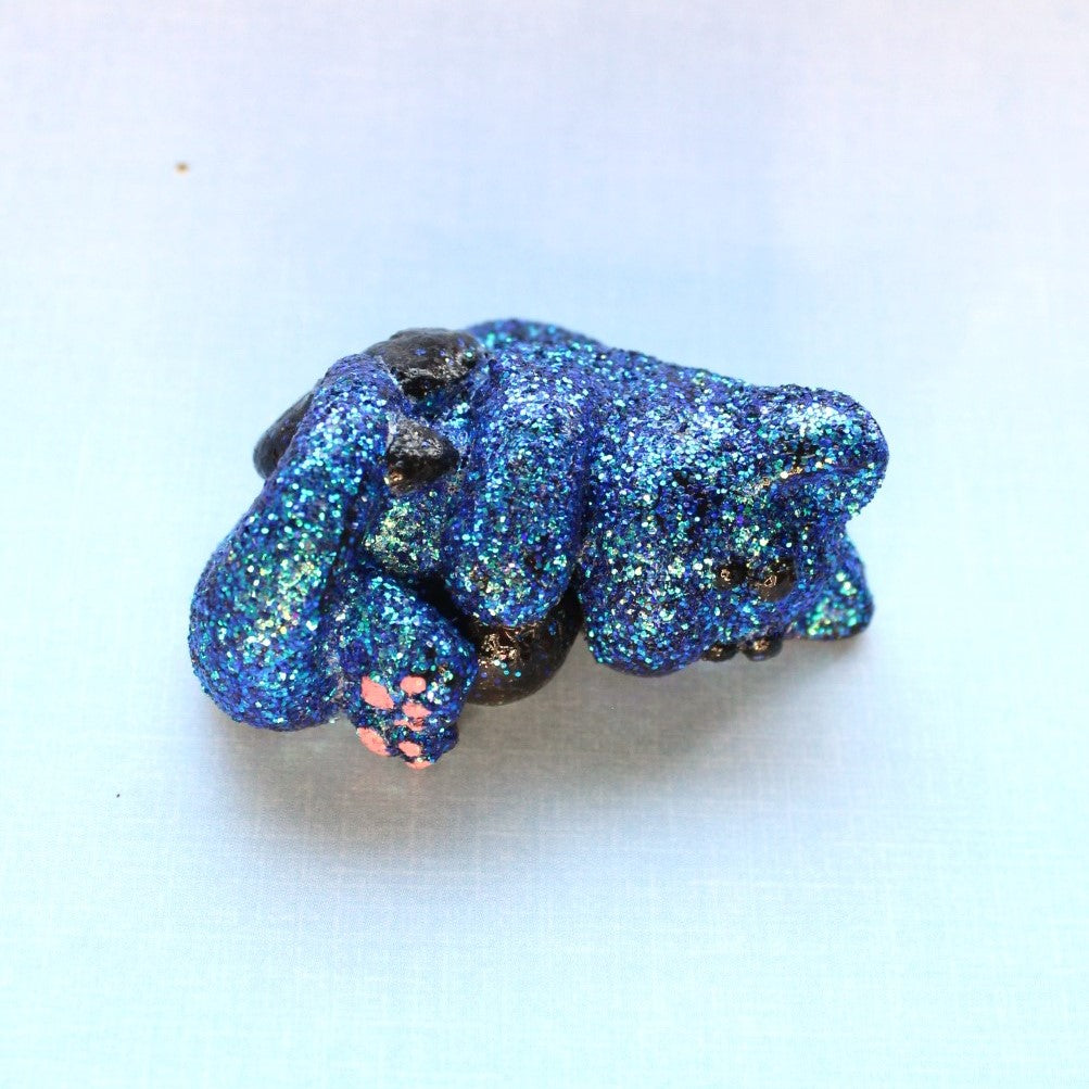 Moody Midnight Mercat Figure. Handmade Resin Art Toy Mini Fig. Desk Decoration Collectable. Chibi