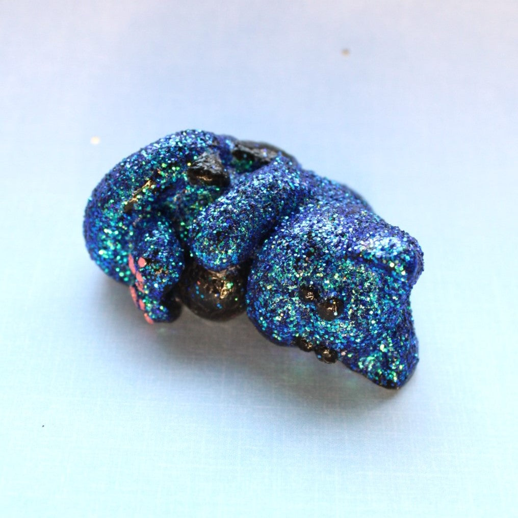 Moody Midnight Mercat Figure. Handmade Resin Art Toy Mini Fig. Desk Decoration Collectable. Chibi
