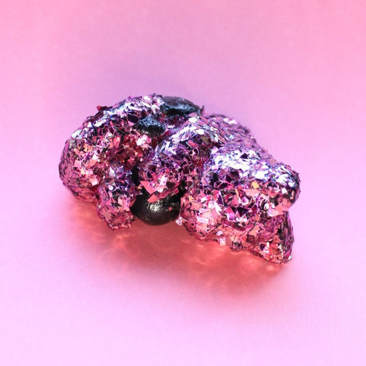 Moody Rubellite Geode Mercat Figure. Handmade Resin Art Toy Mini Fig. Desk Decoration Collectable. Chibi