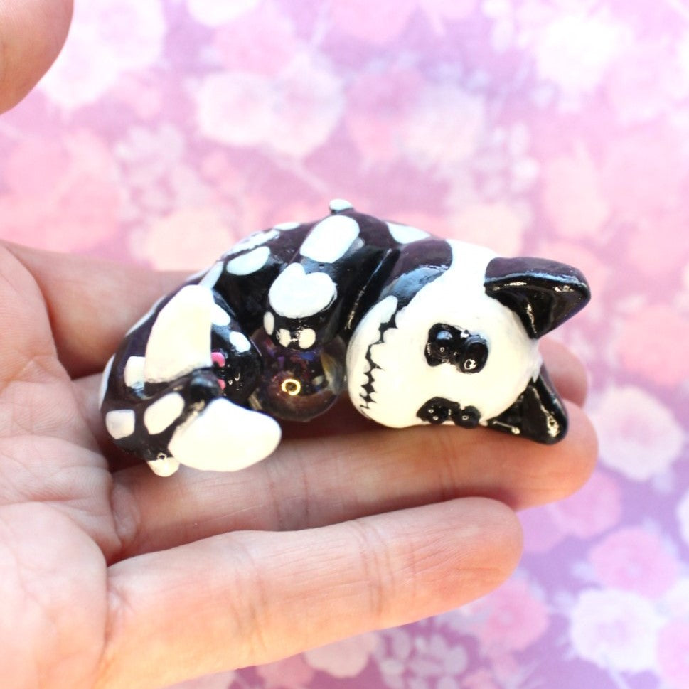 Glow-in-The-Dark Skeleton Cat Shark Figure. Handmade Resin Art Toy Mini Fig. Desk Decoration Collectable. Chibi