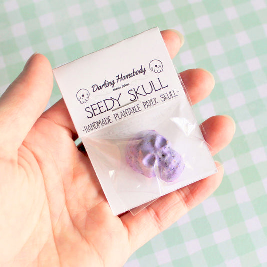 Single Purple Plantable Paper Skull / Seedy Skull Seed Bomb / Recycled Paper Pulp Craft / Spring Summer Small Gift / Wild Flowers
