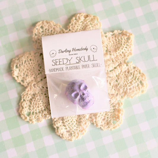 Single Purple Plantable Paper Skull / Seedy Skull Seed Bomb / Recycled Paper Pulp Craft / Spring Summer Small Gift / Wild Flowers