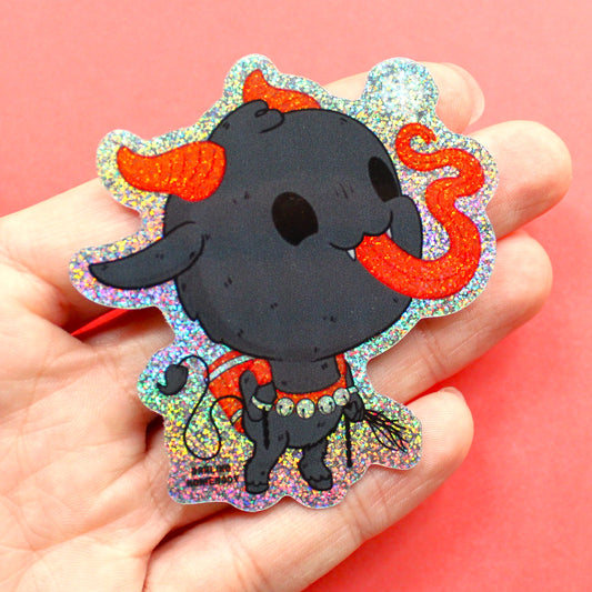 Krampus 2022 Limited Edition Sticker. Shiny Snowflake Holographic Glitter Effect.