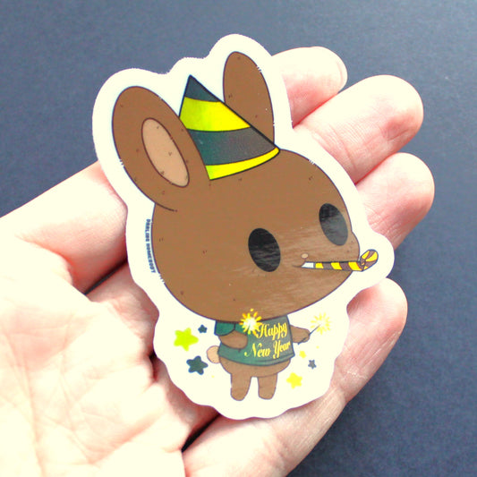 New Year Bunny 2023 Limited Edition Sticker. Holographic Detail Effect. Year of the Rabbit.