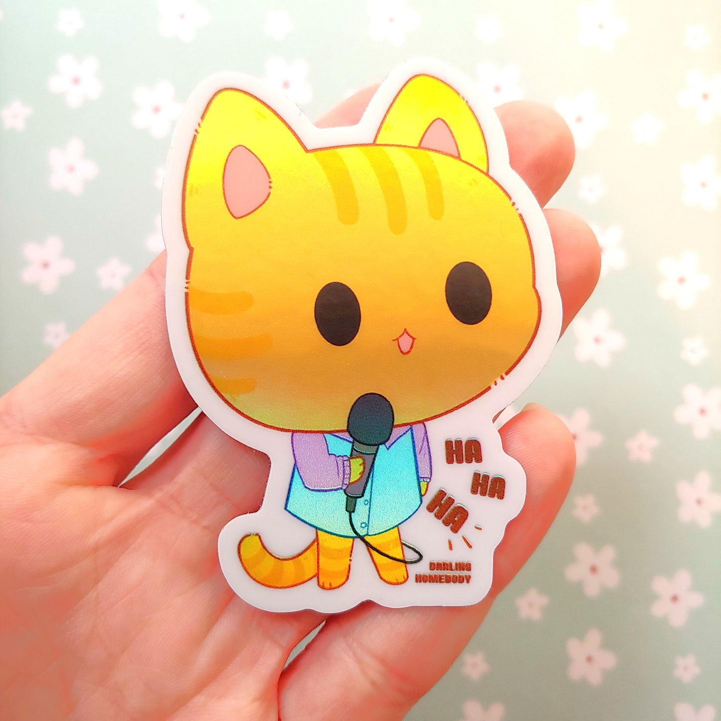 Comedy Cat 2023 Limited Edition Sticker. Shiny Rainbow Effect.