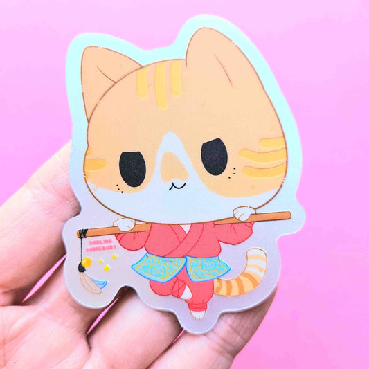 Cat Monk Fighter 2024 Limited Edition Sticker. Phantom Holographic Effect.