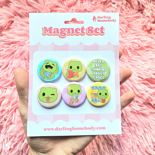 Frog Magnet Set. 6 Handmade Magnets.