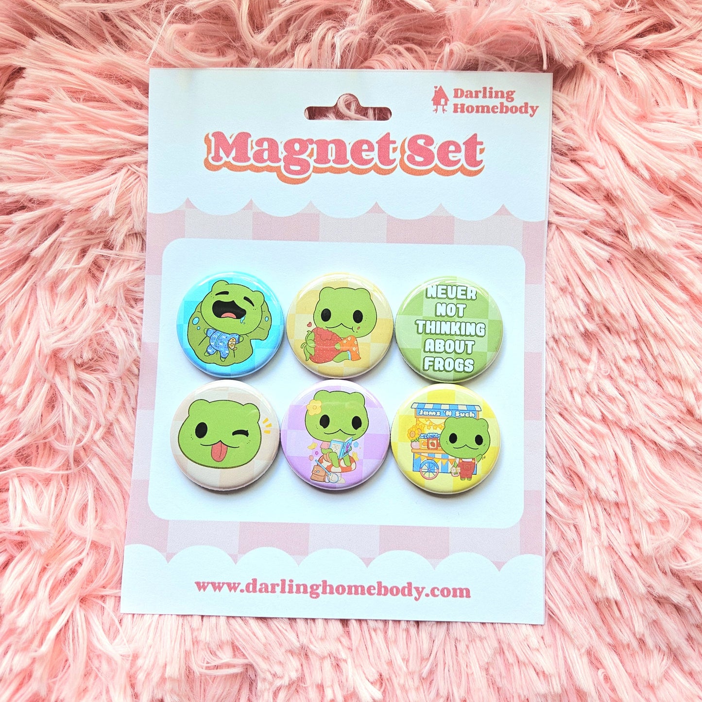 Frog Magnet Set. 6 Handmade Magnets.