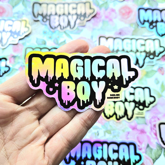 Magical Boy Holographic Sticker or Magnet. Weatherproof Vinyl Decal. Shiny Iridescent Sticker. Sailor Moon Steven Universe Madoka