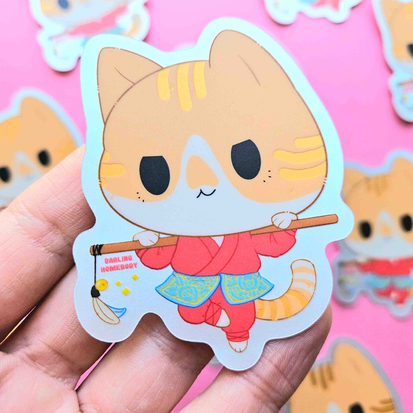 Cat Monk Fighter 2024 Limited Edition Sticker. Phantom Holographic Effect.