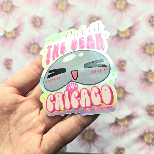 Chicago Bean Sticker. Holographic Vinyl Sticker. Funny Weatherproof Decal.
