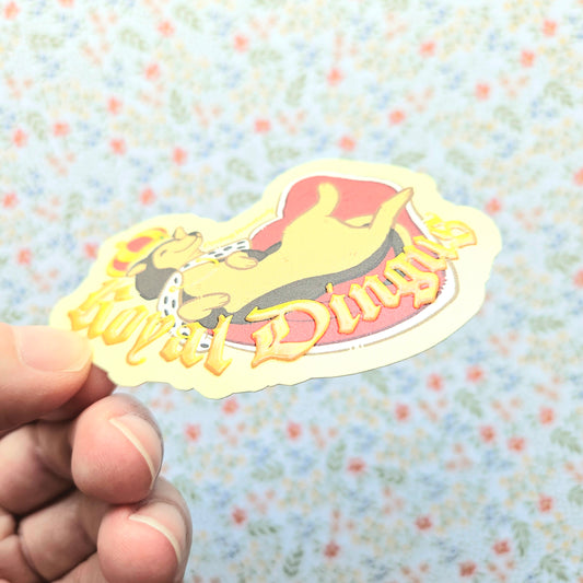 Royal Dingus Dog Embossed Sticker. Raised Texture Effect.