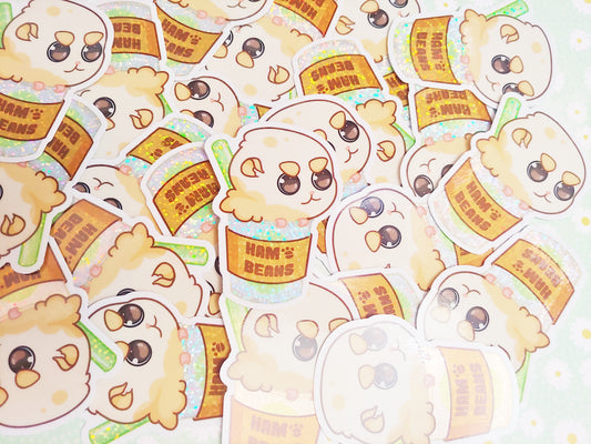Ham Beans December 2020 Limited Edition Sticker. Glitter Sparkle Effect. Holo Sparkle Sticker.