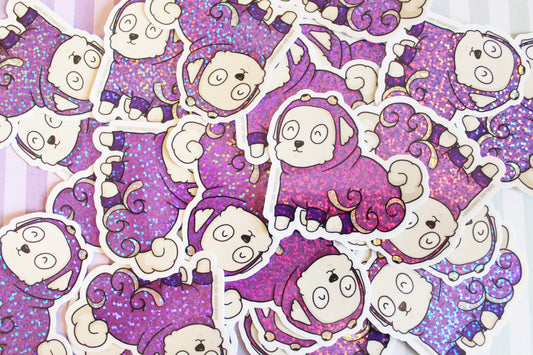 Octo Dog June 2020 Limited Edition Sticker. Glitter Sparkle Effect. Holo Sparkle Sticker.