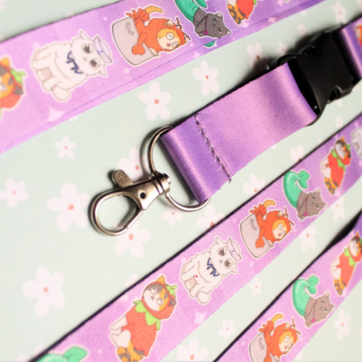 Cat Lanyard for Keys. Cute Neck Lanyard for Her. Teacher Vet or Doctor Badge Holder. Breakaway Goofy Cat Lanyard. Detachable Silly Kitty.