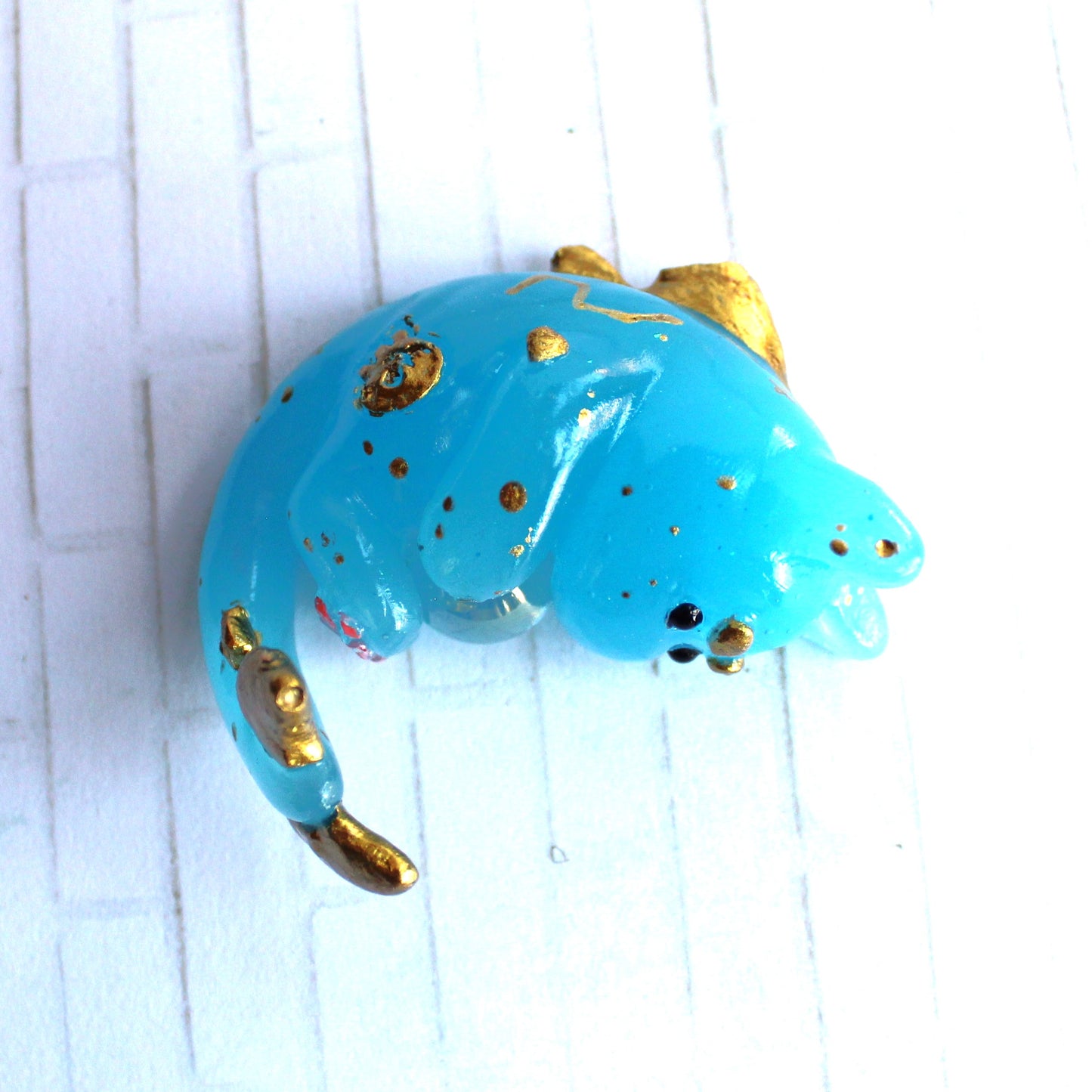 Little Dipper Cat Shark Figure. Handmade Resin Art Toy Mini Fig. Desk Decoration Collectable. Chibi