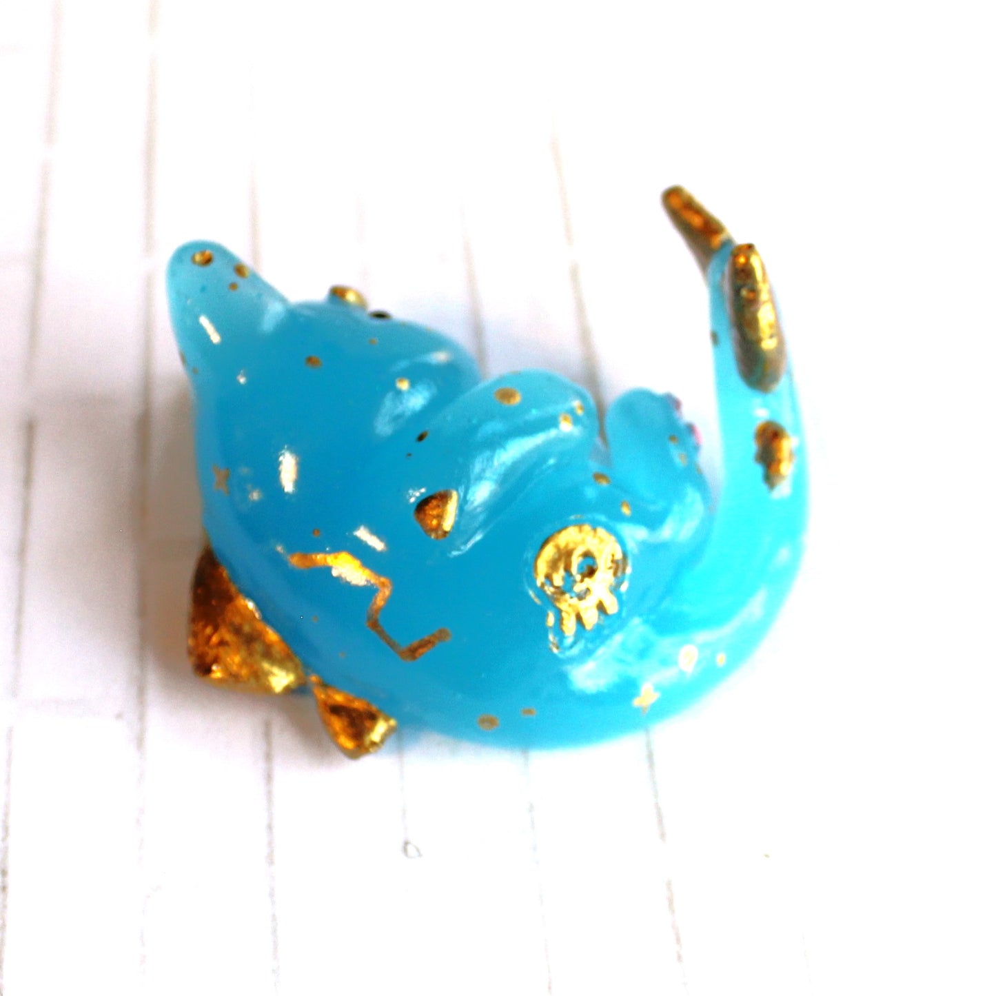 Little Dipper Cat Shark Figure. Handmade Resin Art Toy Mini Fig. Desk Decoration Collectable. Chibi