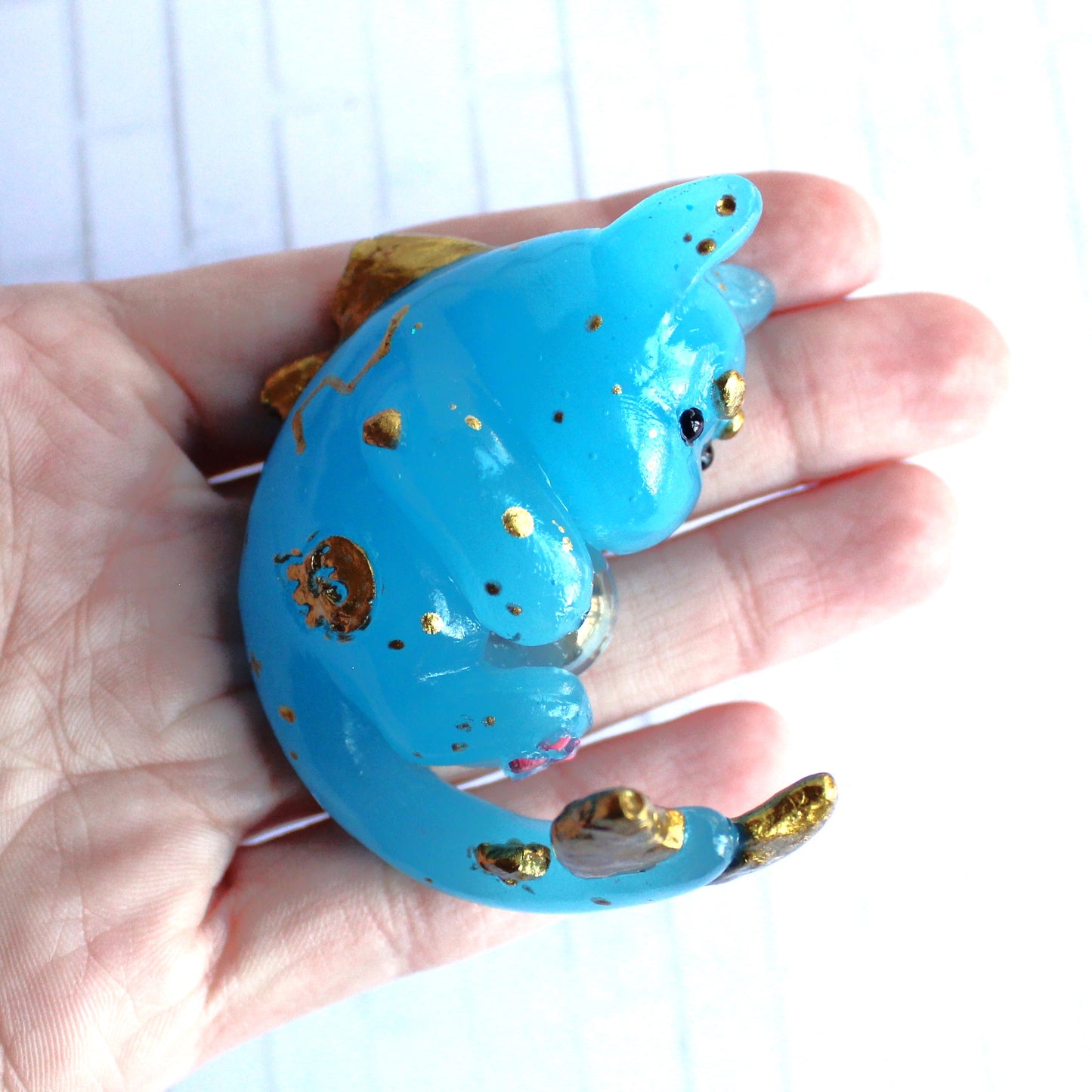 Little Dipper Cat Shark Figure. Handmade Resin Art Toy Mini Fig. Desk Decoration Collectable. Chibi