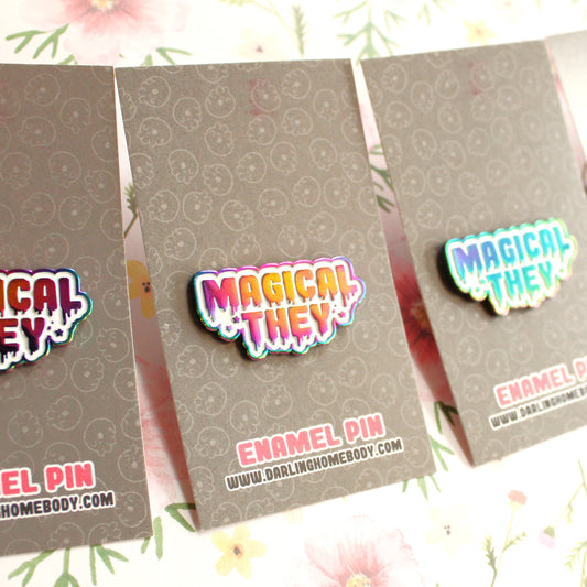 Magical They Rainbow Metal Enamel Pin. Drippy Lapel Pin. Kawaii Sailor Moon Gift. Cute and Creepy Aesthetic Pin. Steven Universe. Madoka Magica.