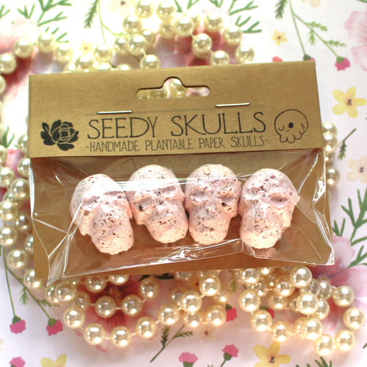 4 Pack Blush Pink Plantable Paper Skulls / Seed Bombs / Seedy Skulls Pack / Garden Plants / Spring Summer Small Gift / Pastel Goth Wedding Flowers