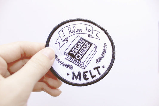 3in Iron On Embroidered Patch. Vegan Cheese. Plant Powered Herbivore. Vegetarian Gift Idea. Plant Based Patch. Animal Rights.