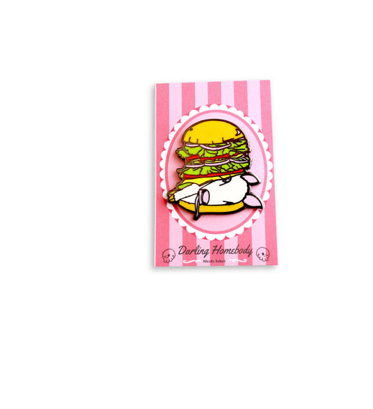 Enamel Pin Burger Baby. Meat is Murder Lapel Pin. Plant Powered Vegan. Vegetarian Lapel Pin. Animal Rights Friends Not Food.