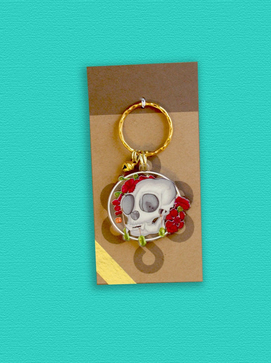 Monkey Skull Keychain. Goth Style Jewelry. Witchy Gift Ideas. Crystal Magic Earrings.