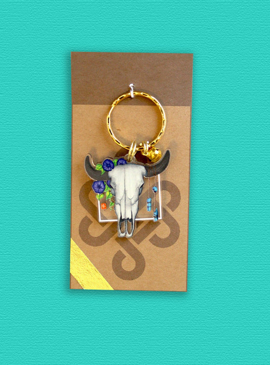 Ox Skull Keychain. Clear Acrylic Punk fashion aesthetic. Spooky Gift Idea.