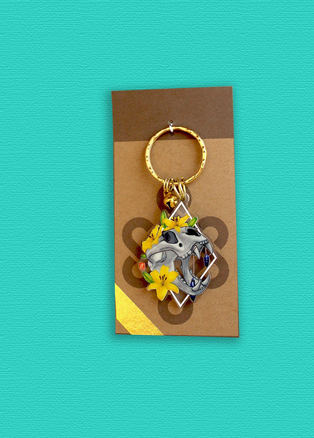 Tiger Skull Keychain. Cat Skull. Crystal. Vulture Culture Fashion. Oddities Style