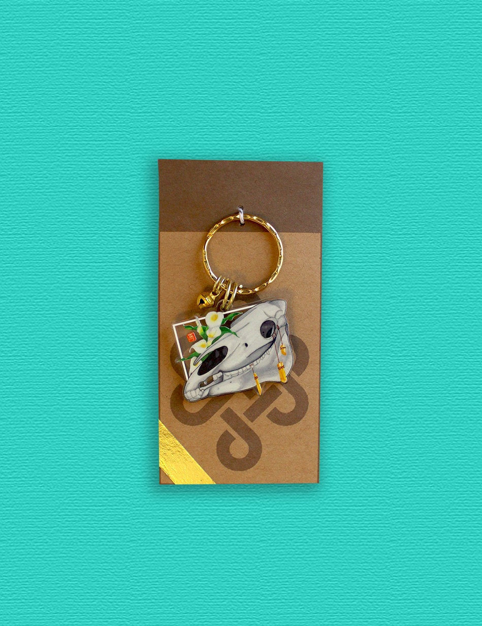 Horse Skull Keychain. Crystal Dangle Earrings. Witchy Jewelry Gift. Halloween Accessory.