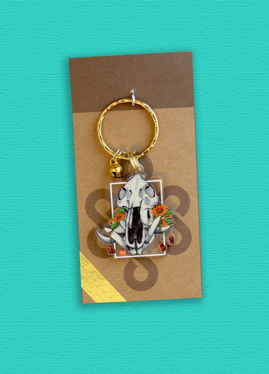 Boar Skull Earrings or Keychain. Crystal Witch. Punk Style Jewelry. Goth Gift Ideas. Halloween Aesthetic Fashion.