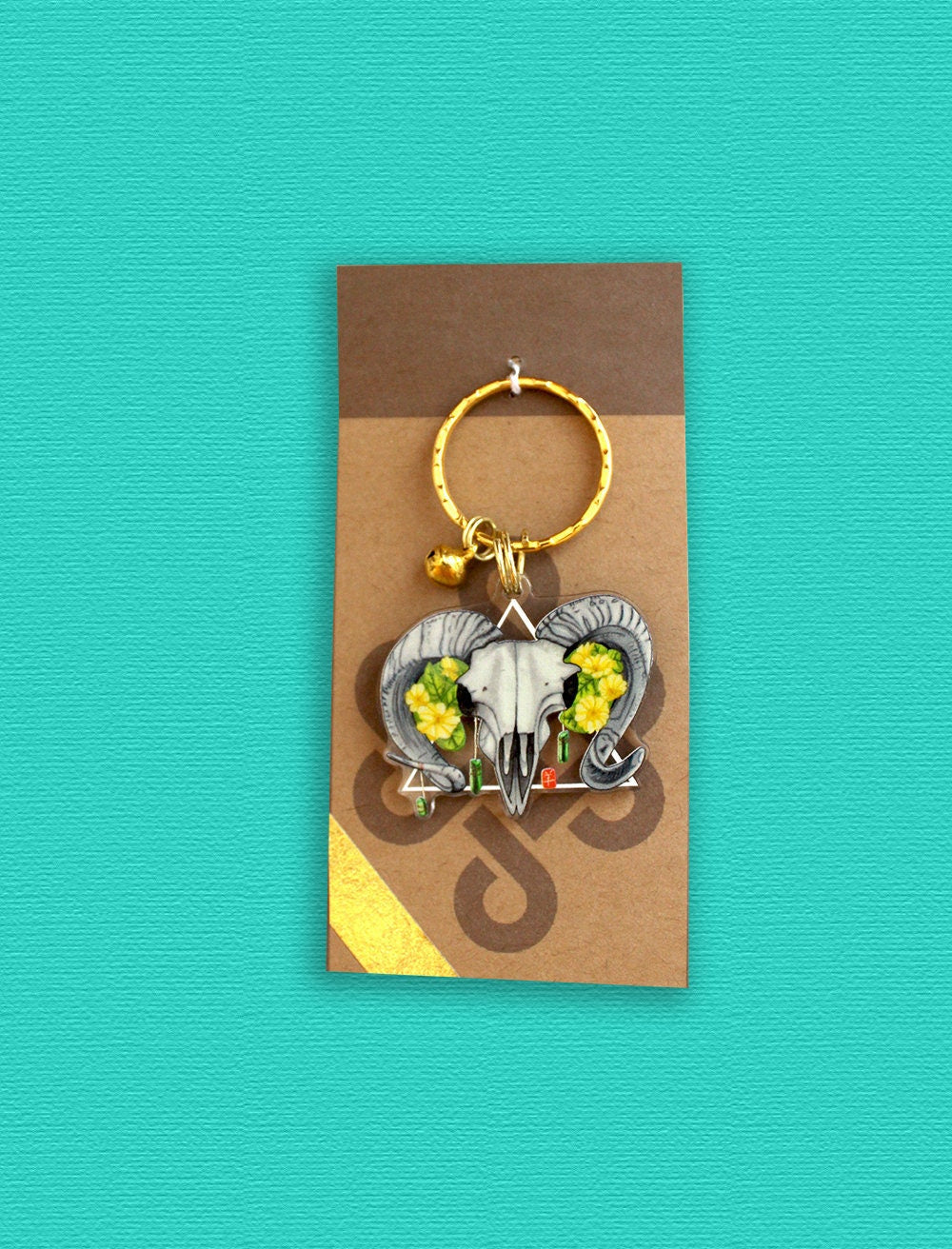 Ram Skull Keychain. Punk Style Goth Witch Jewelry. Baphomet Goat Earrings.