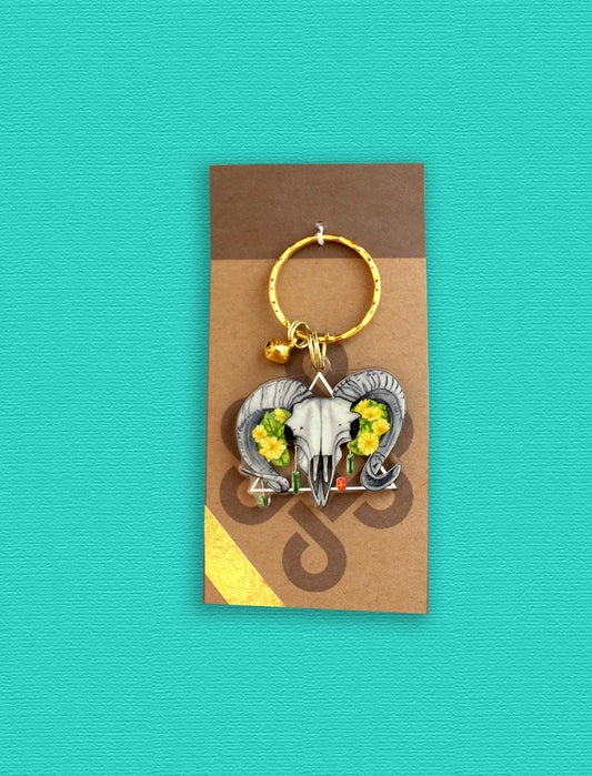 Ram Skull Keychain. Punk Style Goth Witch Jewelry. Baphomet Goat Earrings.