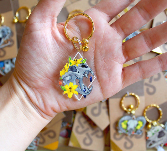 Tiger Skull Keychain. Cat Skull. Crystal. Vulture Culture Fashion. Oddities Style