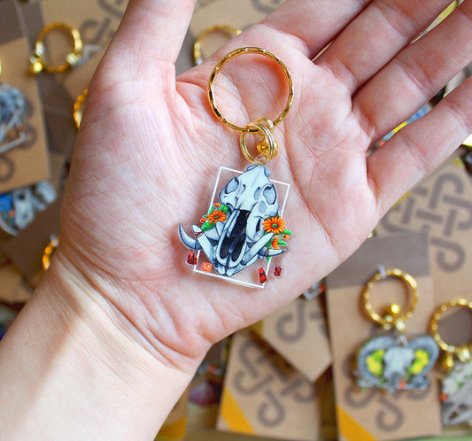 Boar Skull Earrings or Keychain. Crystal Witch. Punk Style Jewelry. Goth Gift Ideas. Halloween Aesthetic Fashion.