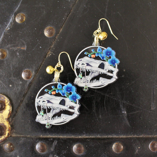 Snake Skull Earrings or Keychain. Witchy Dangle Earrings. Gothic Style Jewelry. Spooky Halloween Aesthetic. Punk Serpent Earrings.