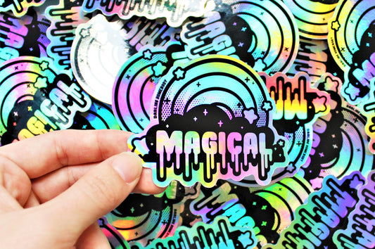 Magical Rainbow Holographic Sticker. Weatherproof Vinyl Decal. Iridescent Sticker. Sailor Moon Steven Universe Gift Nonbinary