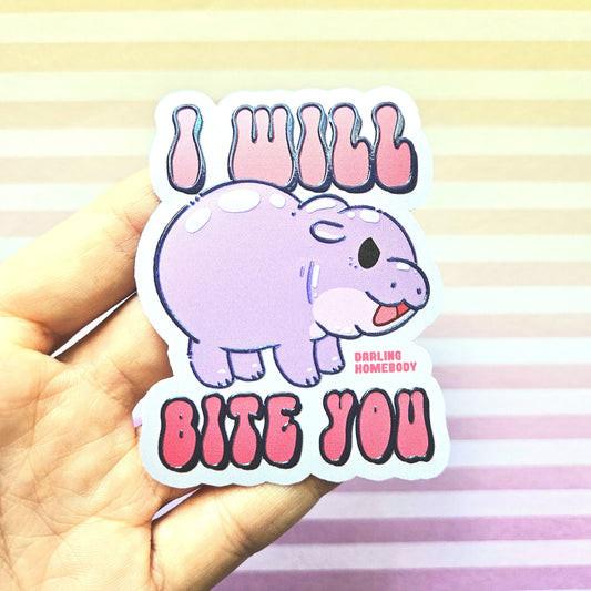 Moo Deng saying I will bite you.