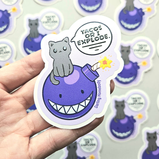 Cat Demanding Tacos Bumpy Sticker