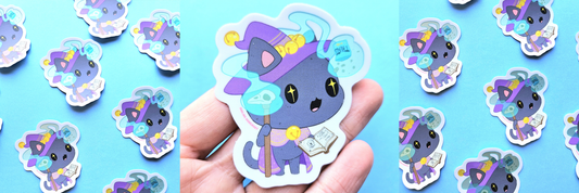 Merlin Cat Wizard Holographic Sticker