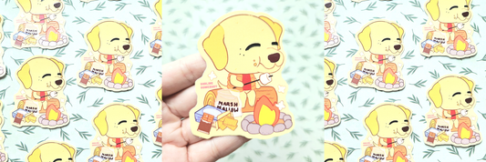 Dog Camping Sticker - Raised 3D Texture